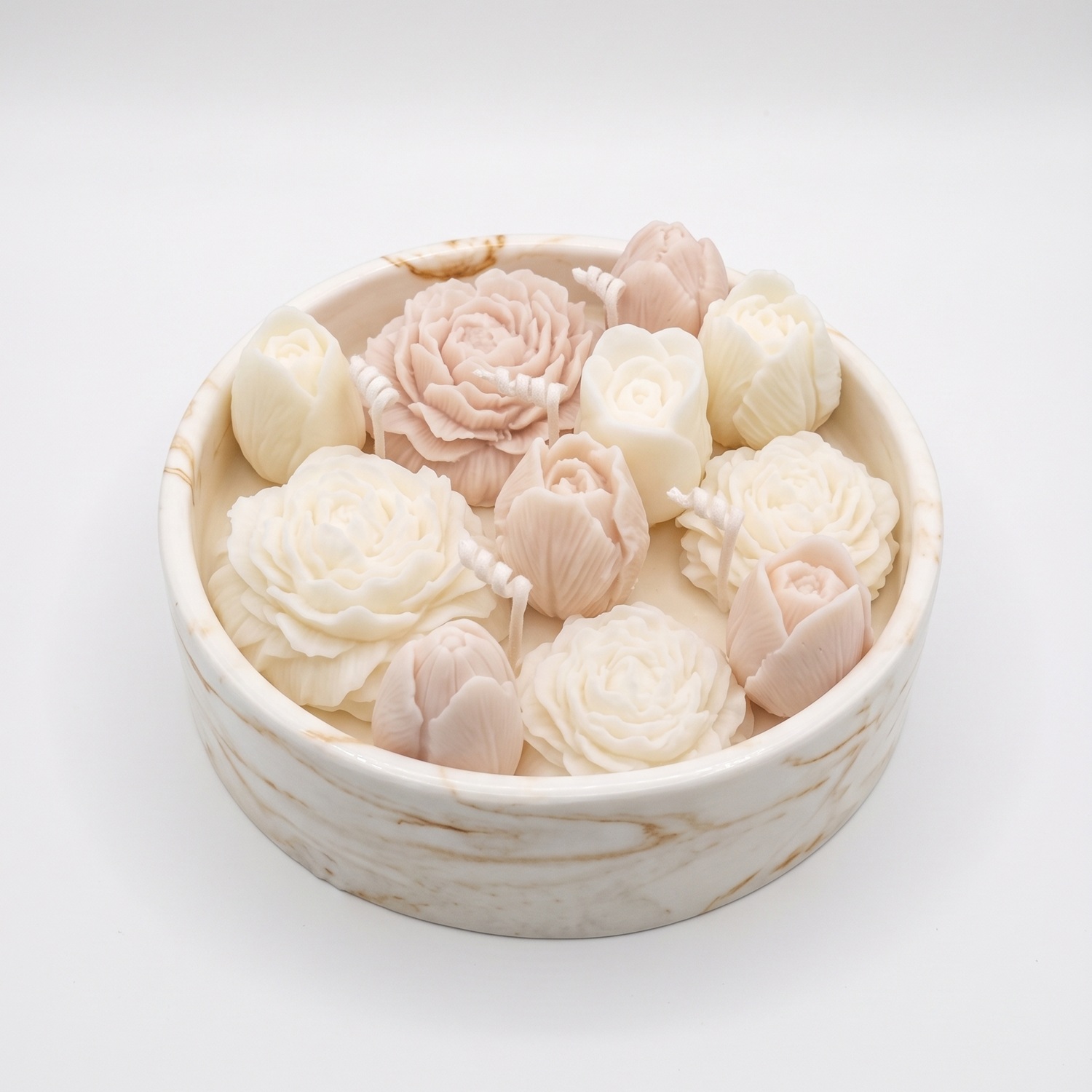 Candela Marmo Fiorito - Bianco / Oro / Lime, Basilico, Mandarino