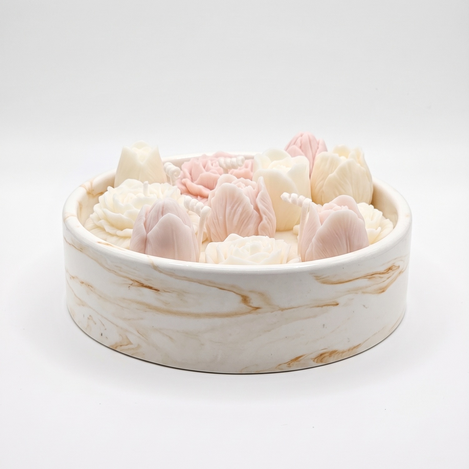 Candela Marmo Fiorito - Bianco / Oro / Lime, Basilico, Mandarino