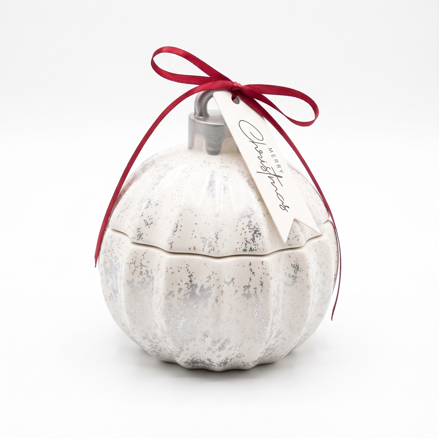 Candela Christmas Bauble Glitter MINI - Bianco / Argento / Magia d'Inverno