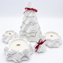 Candela Christmas Tree - Bianco / Argento / Magia Invernale, Pan di zenzero, Dolci natalizi