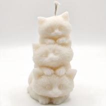 Candela Tre Gattini - Bianco / Cocco
