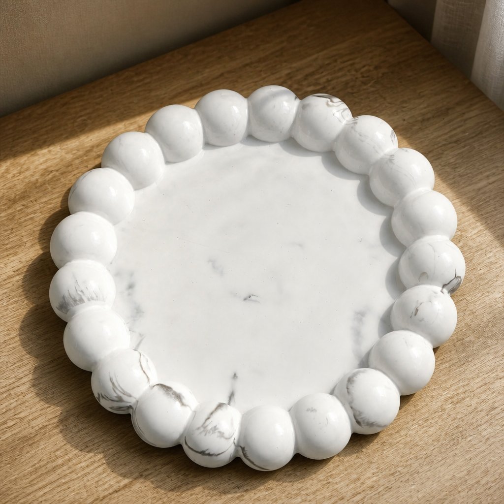Vassoio design Perla - Bianco / Argento