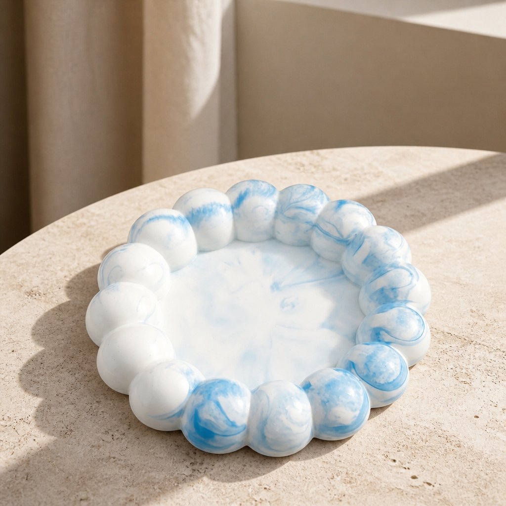 Vassoio design Bollicina - Bianco / Blu