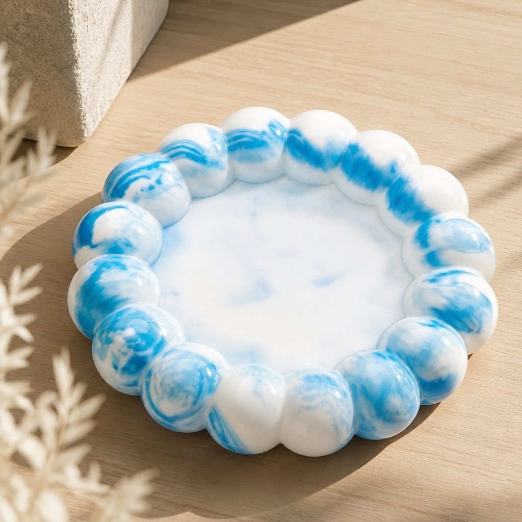 Vassoio design Bollicina - Bianco / Turchese