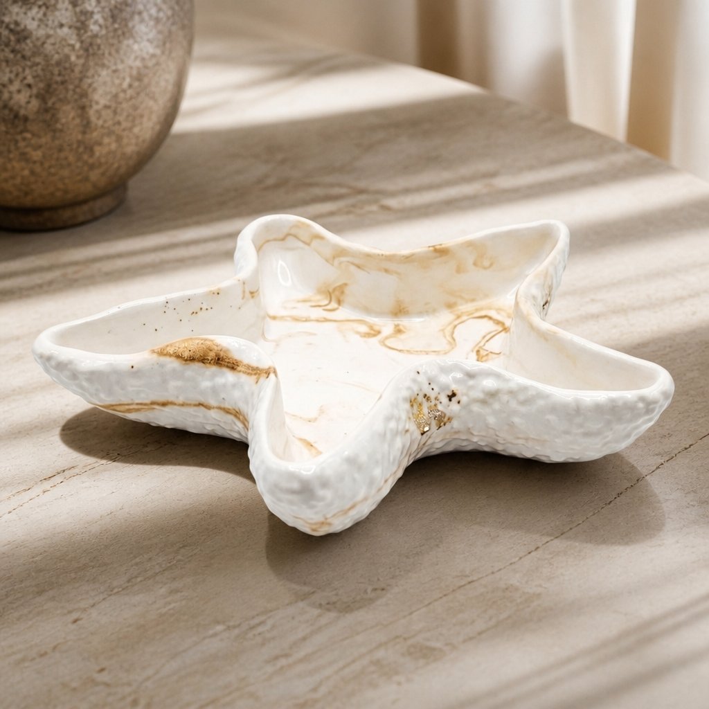 Ciotola design Stella Marina - Bianca / Oro