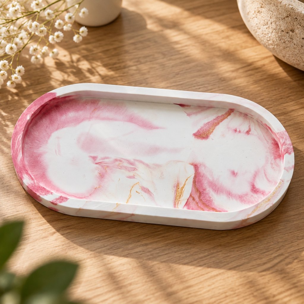 Vassoio design Klasik - Bianco / Rosa / Oro
