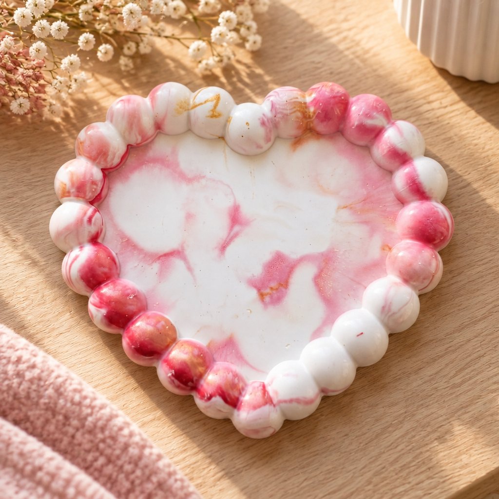 Vassoio design Cuore di Perle - Bianco / Rosa / Oro