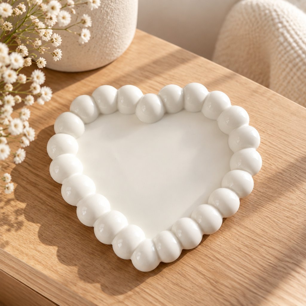 Vassoio design Cuore di Perle - Bianco