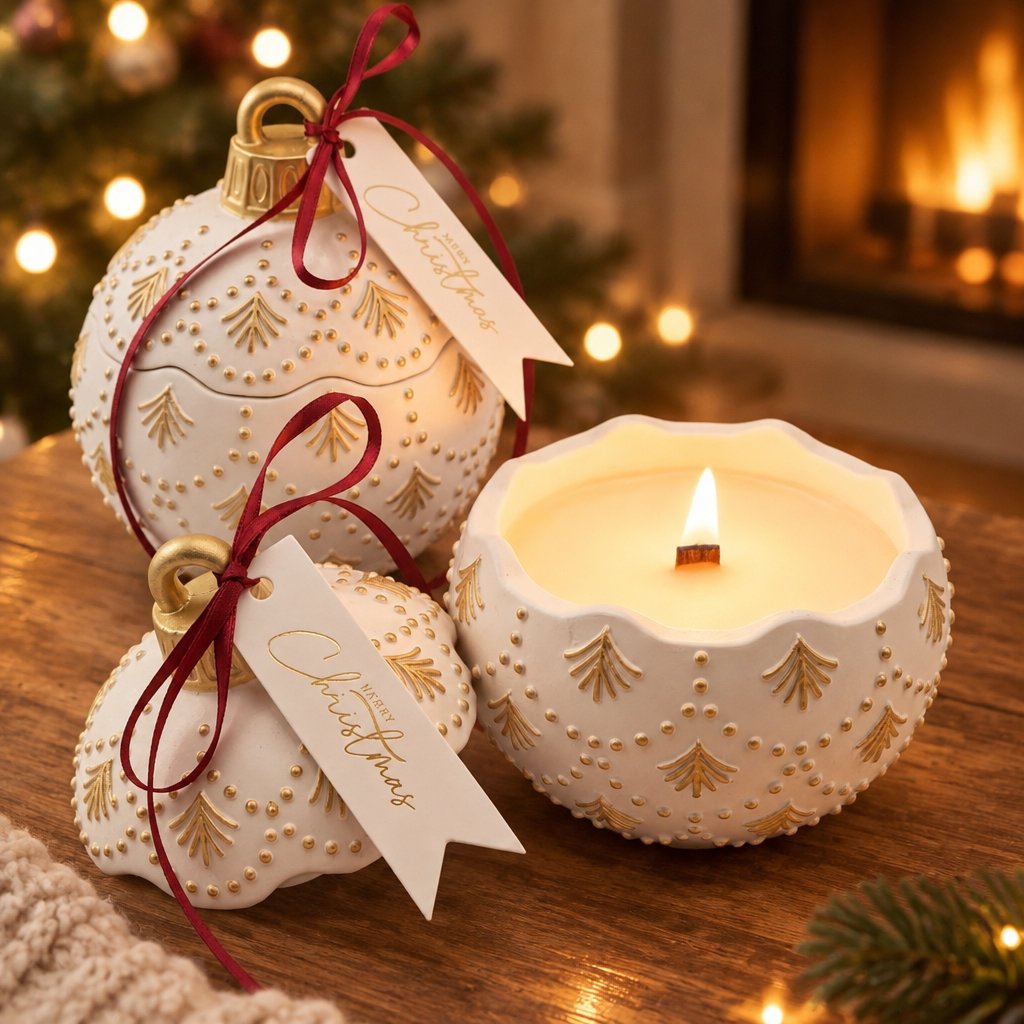 Candela Christmas Bauble Enchanted MINI - Bianca / Oro / Magia d'Inverno